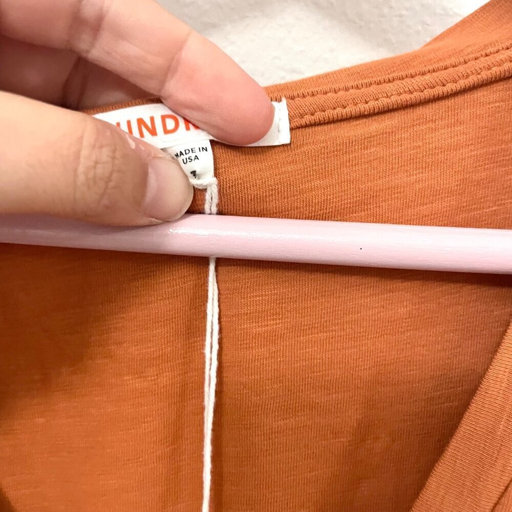 NWT Anthropologie Sundry Ruched Long Zleeve Dress Sienna Orange Size 3 - Picture 7 of 9